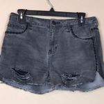 Free People  Women’s Distressed Gray Black Rosettes Raw Hem Denim Jean Shorts Photo 0