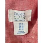 Sigrid Olsen  1X 100% Linen QTR Button Tunic Top Pink Roll Tab Sleeve Relaxed Photo 6