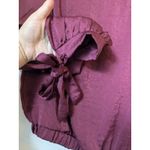 OLM 3/4 Crop Top Womens Casual Puff Sleeve Mock Blouse Burgundy Size Small Red Photo 1
