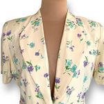 Vintage Miranda K Blazer Yellow Floral Detail Short Sleeve Structured Jacket Purple Size 14 Photo 2