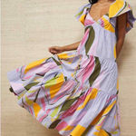 La‎ Ligne Stella Maxi Flutter Sleeve Open Back Dress Lavender Multi Small NWT Purple Photo 0