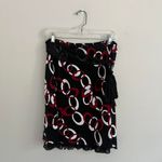 Wrapper Y2K BLACK AND RED  ABSTRACT PRINT MIDI‎ SKIRT Photo 1