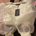 Pretty Little Thing NWT  organza sleeve sweater mint 4 Photo 6