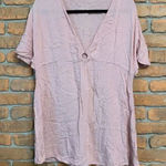 Roxy Dress womens Large Pink Plunge V-Neck Beach Cover Up Mini Flutter Summer Photo 0