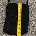 Black Evening Beads Rectangle Crochet Look Crossbody Shoulder Purse Bag Photo 5