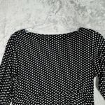 Masai Shirt Womens‎ Medium Black White Floral Blouse Ruched Sides Ruffle Neutral Photo 3