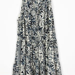 Paani Dress Floral Ruffle Tassel Tie Neck Tiered Sleeveless Size Medium Blue Photo 0