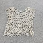Bobeau  Womens Crochet Top S Cream Floral Open Knit Round‎ Neck Cropped Boho Photo 2