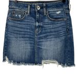 American Eagle Women’s Sz 2 Denim Mini Skirt Super Stretch Distressed Photo 0