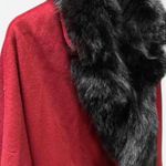 Vintage red wool overcoat with genuine, fox fur collar, black size medium Photo 3