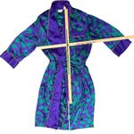 Victoria's Secret Vintage Gold Label Green Purple Satin Wrap Robe size S / M Photo 2