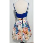 AQUA Bustier Crop Top Pleated Skirt Cutout Mini Dress Marble Print Blue White 6 Photo 2