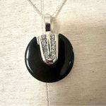 Black silver tone rhinestone pendant necklace Photo 2