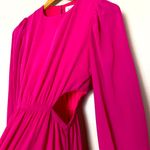Aura  Tiered Maxi Dress Cut Out Long Sleeve Chiffon Hot Pink Size S Photo 5