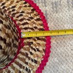 Straw Hat with Red Trim Tan Photo 4
