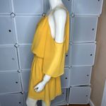 BCBGeneration Yellow Cold-Shoulder Smocked Dress Size Medium Photo 8