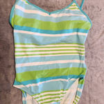 Speedo New  Swimsuit Bathing Suit One Piece Striped 14 Pastel Blue Green White Photo 0