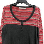 Woolrich  Sweater Women’s XL TG Gray Red Fair Aisle Button Henley Cotton Blend Photo 1