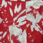 Loft  Red Floral Pencil Skirt Above Knee Boho Buttons Back Slit Beige Size 10 Photo 6