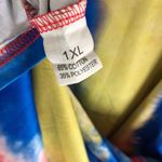 SheIn Curve T Shirt Dress Side Tie Dye Short Sleeve Blue Yellow Red Colorful 1XL Photo 3