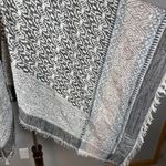 BCBGMAXAZRIA  Womens Boho Poncho Wrap Sweater One Size Black Beige Fringe Trim Photo 2