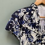 THEIA blue white print cap sleeve sheath pencil dress 2 Photo 3