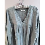 Andthewhy Revolve Lace Detailed Gauzey V Neck Blouse Top Large Sage Green NWT Photo 1