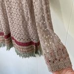 A’reve Beige Crochet Long Sleeve Lace Up V Photo 4