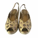 Chico's Chico’s Metallic Animal Print Leopard Peep Toe Wedge Slingback Espadrilles Sz 10 Photo 2