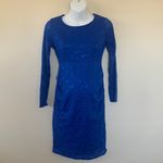 Pinkblush  Cobalt Royal Blue Lace Long Sleeve Maternity Dress Photo 4