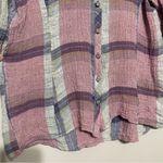 Habitat Size S Pink Plaid 3/4 Sleeve Linen Button Up Top Photo 6