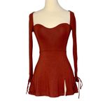 Oh Polly  AMRYN Long Sleeve A-Line Mini Dress in Brick Sexy Inner Bodysuit Sz 2 Photo 3
