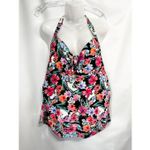 Catalina  Plus Size 3X‎ Swim Top Halter Tie Neck Floral Pink Black Swimsuit 1668 Photo 6