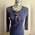 Ralph Lauren POLO  Navy Lace-Up Ribbed Knit Dress Photo 2