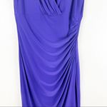 Ralph Lauren LAUREN Purple Ruched Faux Wrap Flutter Sleeves Lined Slinky Dress 6 Photo 4