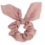 STRIPED Chiffon 2 in 1 Tie Bow Scrunchie Hair Accessory Brown Photo 0