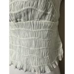 Commense Smocked Halter Crop Top Light Blue Ruffle Trim Women's Size S White Photo 2