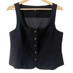 J.Crew  Black Scoop Neck Button Down Vest Double Pocket Size Large Photo 0