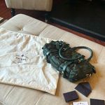 Prada Tessuto Gaufre Braided Handle Satchel Green Nylon Medium Crossbody Bag Photo 1