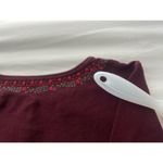 Purple Floral Embroidered Waffle Knit Henley Top Thermal Button Hippie Boho Folk Photo 4