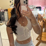 Brandy Melville Top White Tank Lace Trim Photo 0