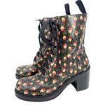 Anna Sui  Floral Leather Printed Lace Up Combat Boots Size 7 Photo 0