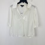 J.Crew Bungalow Popover Top Crepe De Chine Viscose Minimalist Ivory XS NWT Photo 3