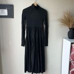 Rebecca Taylor  Pleated Knit Mock Neck Open Back Long Sleeve Black Maxi Dress XS‎ Photo 2