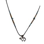 Vtg Southwestern 925 Single Strand Turquoise Zuni Bear Liquid silver necklace Photo 7