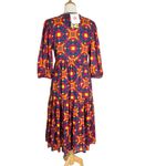 NWT Briton Court Resort Tiered Midi Dress Beaded Neck Size M Blue Size M Photo 2