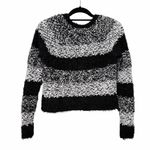 Eyeshadow Black and White Striped Eyelash Popcorn Crewneck Crop Sweater Size S Photo 1