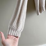American Eagle • Crochet Knit Sweater in Natural, Balloon Sleeves, Size XS Tan Photo 7