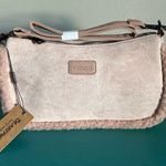 BEARPAW New Suede Shearling Trim Crossbody Pouchette Bag with Detachable Strap Photo 0