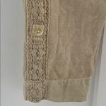Sundance  Organia Linen Cotton Crochet Lace Roll Tab Pants Sand Size 12 Photo 7